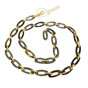 Vtg Motion East Gold and Tortoise Chain Belt Adjustable 1X/2X/3X 50"